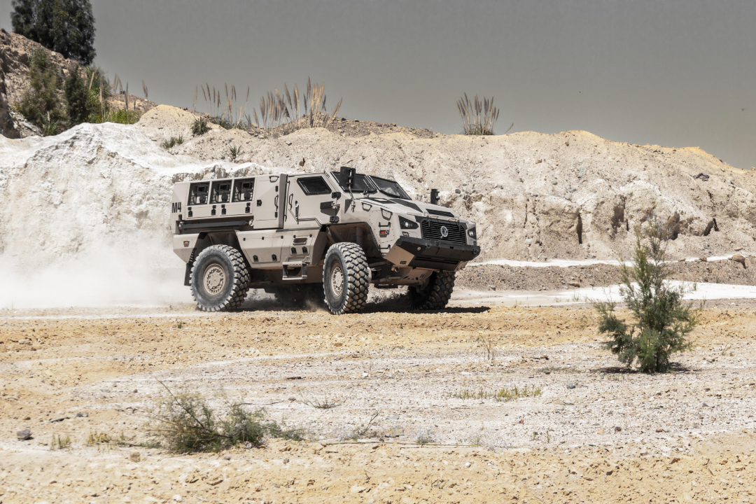 The 16-tonne Mbombe 4 can be equipped with various weapon systems and loaded with ammunition, crew, and supplies. (Picture source: Paramount Group)