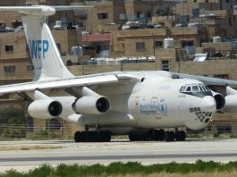 WFP Il-76 lines up on the runway of Jordan’s Marka Airport